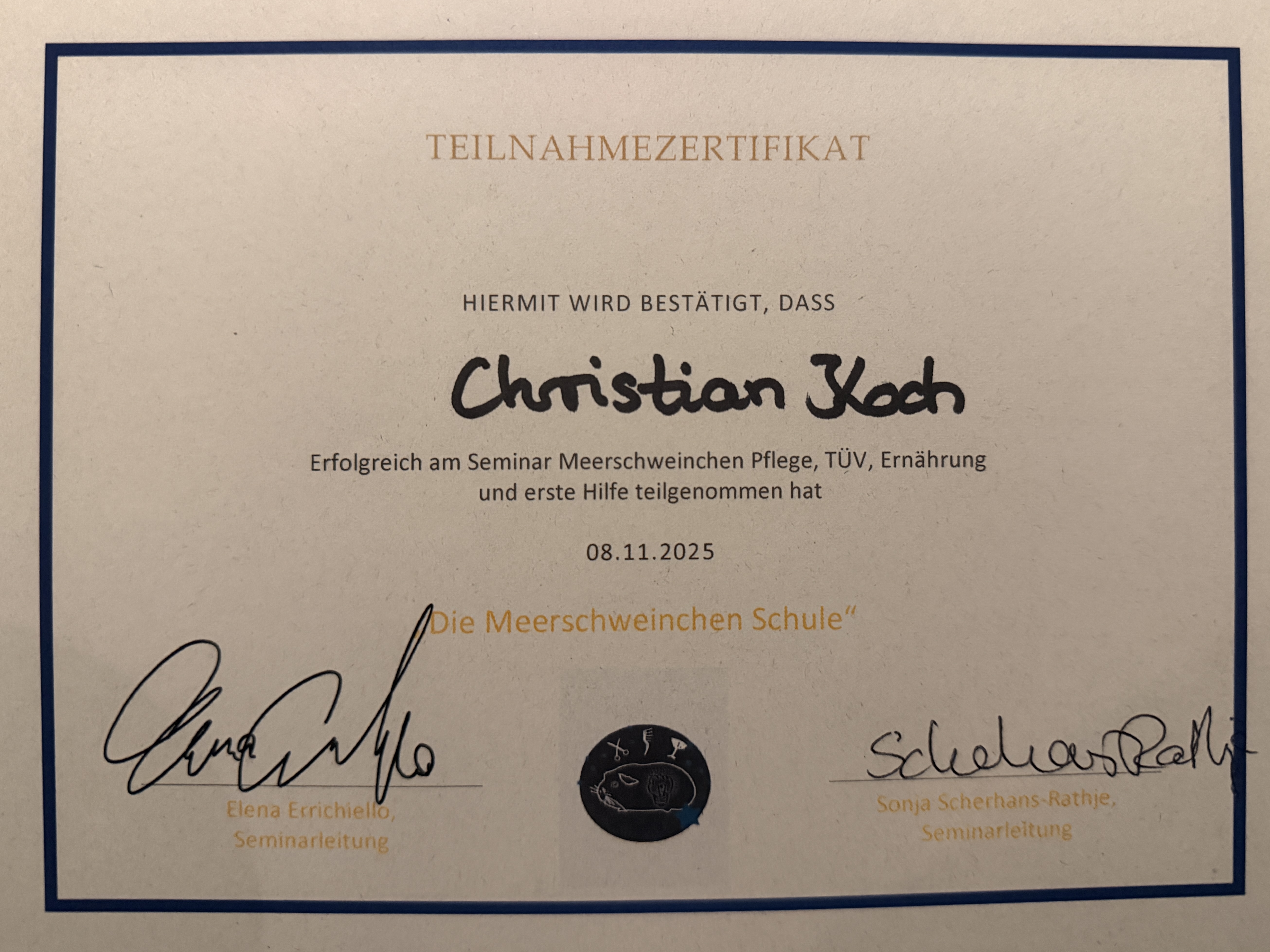 Teilnehmer Zertifikat